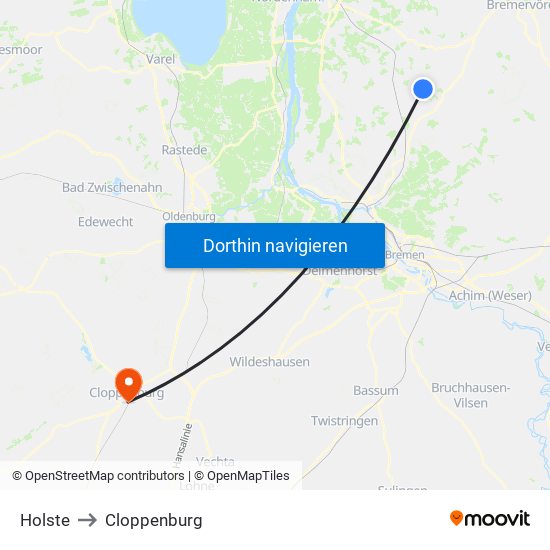 Holste to Cloppenburg map