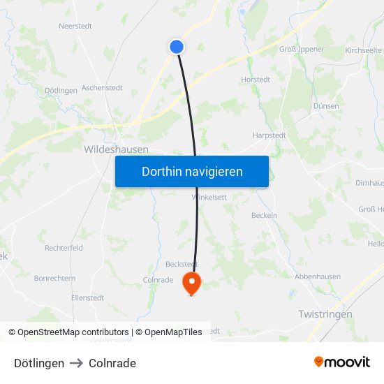 Dötlingen to Colnrade map