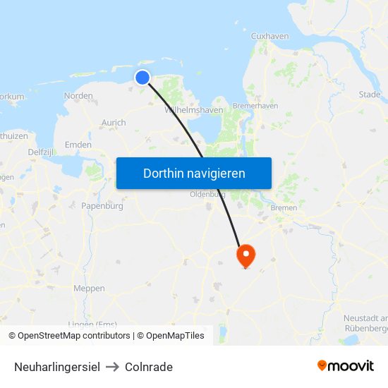 Neuharlingersiel to Colnrade map