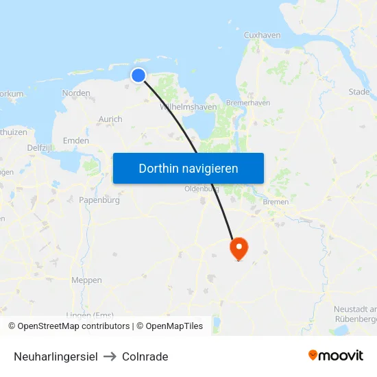 Neuharlingersiel to Colnrade map