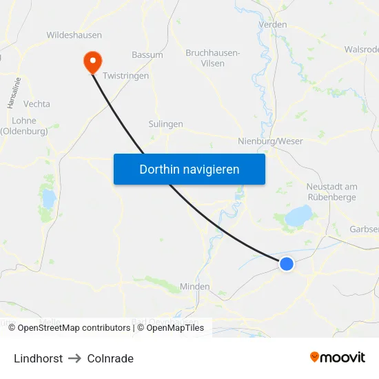 Lindhorst to Colnrade map