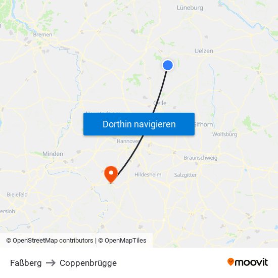 Faßberg to Coppenbrügge map