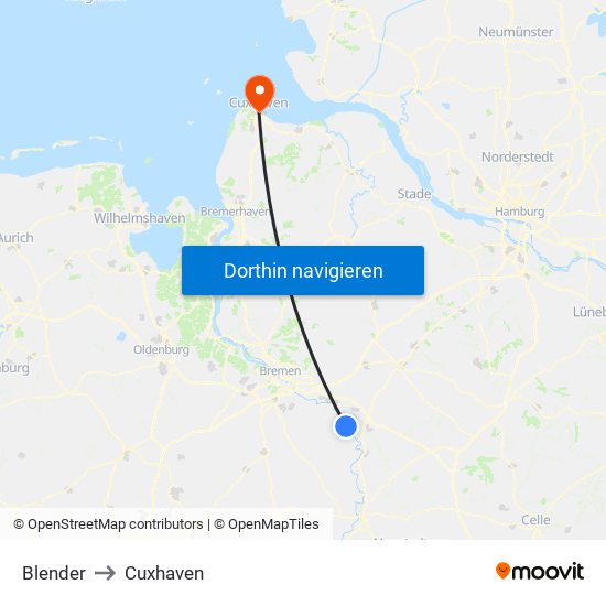 Blender to Cuxhaven map