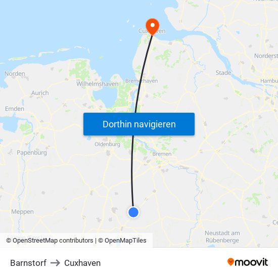 Barnstorf to Cuxhaven map