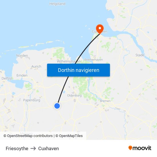 Friesoythe to Cuxhaven map