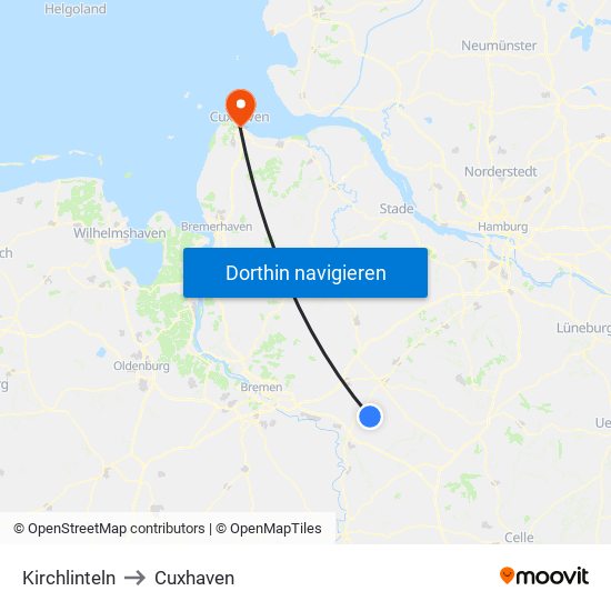 Kirchlinteln to Cuxhaven map