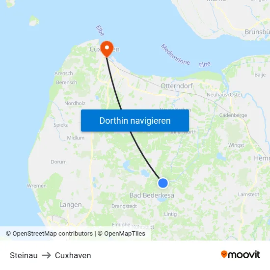 Steinau to Cuxhaven map