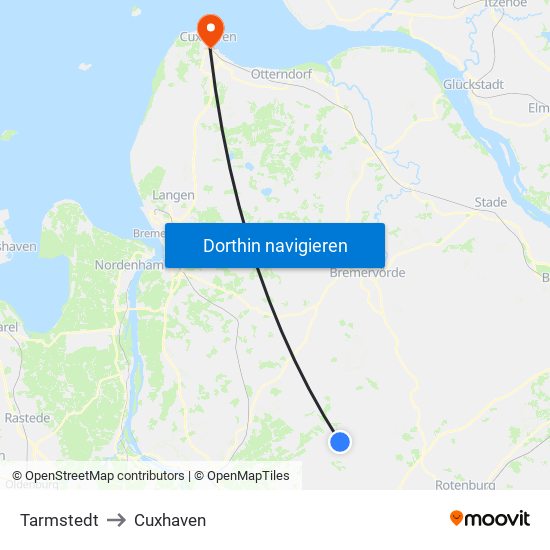 Tarmstedt to Cuxhaven map