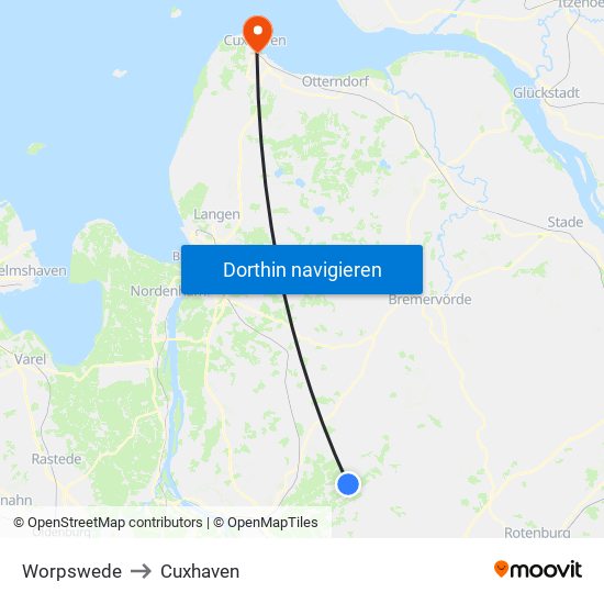 Worpswede to Cuxhaven map