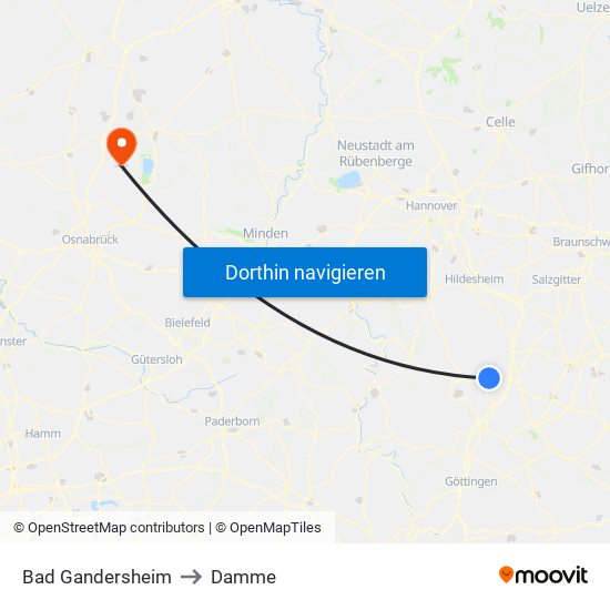 Bad Gandersheim to Damme map