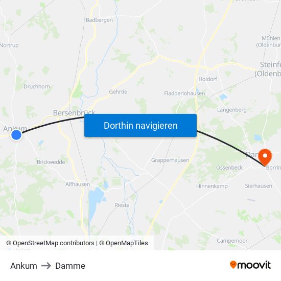 Ankum to Damme map