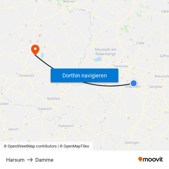 Harsum to Damme map