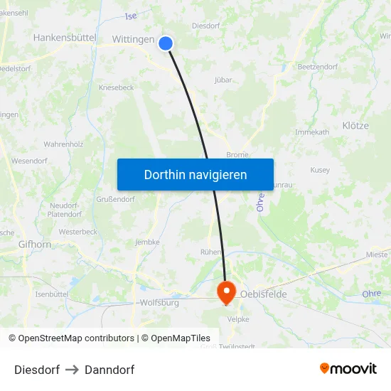 Diesdorf to Danndorf map