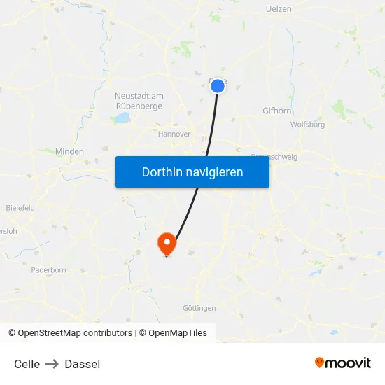 Celle to Dassel map