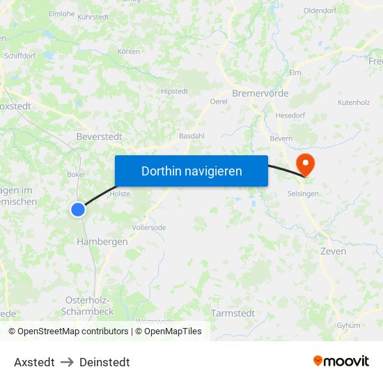 Axstedt to Deinstedt map