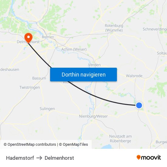 Hademstorf to Delmenhorst map
