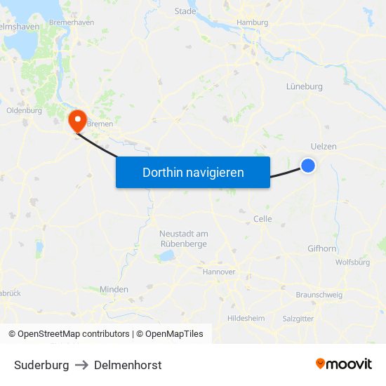 Suderburg to Delmenhorst map