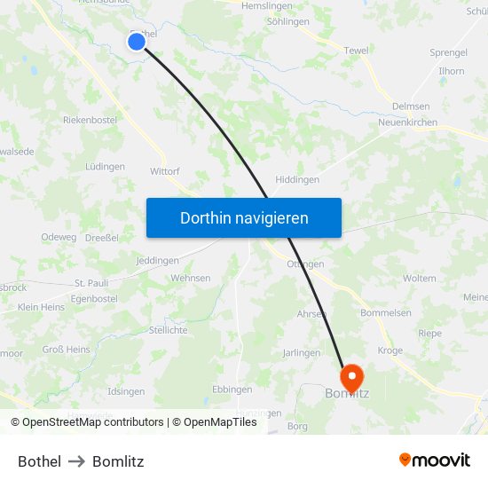 Bothel to Bomlitz map