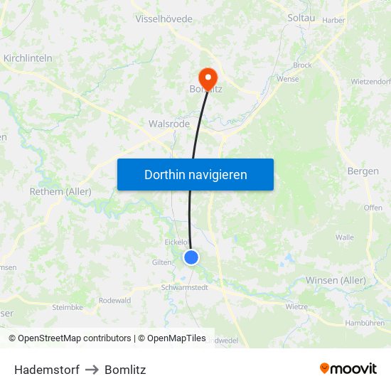 Hademstorf to Bomlitz map