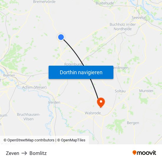 Zeven to Bomlitz map