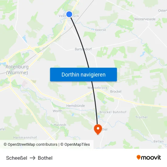 Scheeßel to Bothel map
