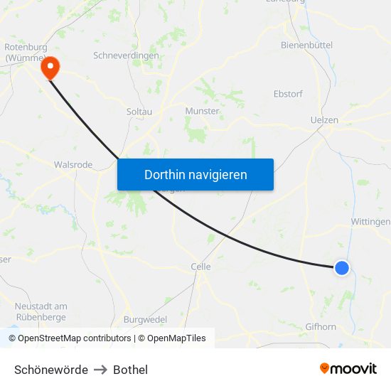 Schönewörde to Bothel map