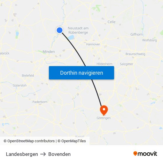 Landesbergen to Bovenden map