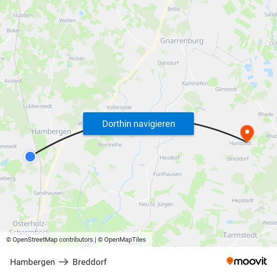 Hambergen to Breddorf map