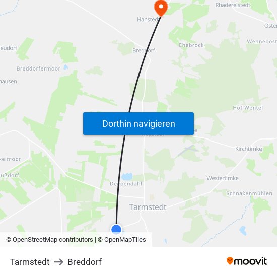 Tarmstedt to Breddorf map