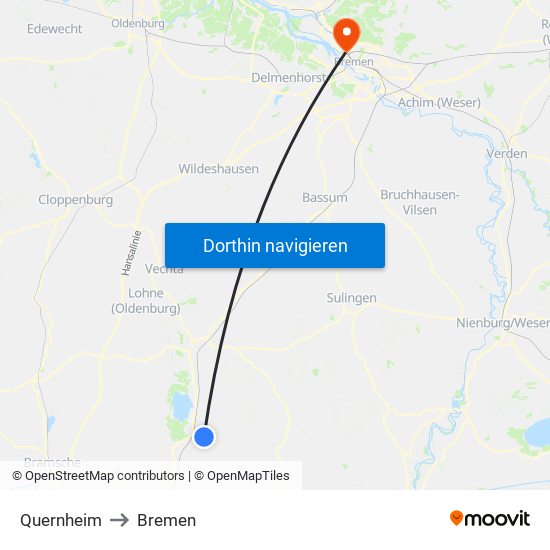 Quernheim to Bremen map