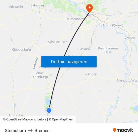 Stemshorn to Bremen map