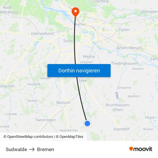 Sudwalde to Bremen map