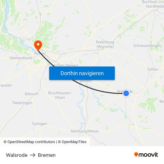 Walsrode to Bremen map