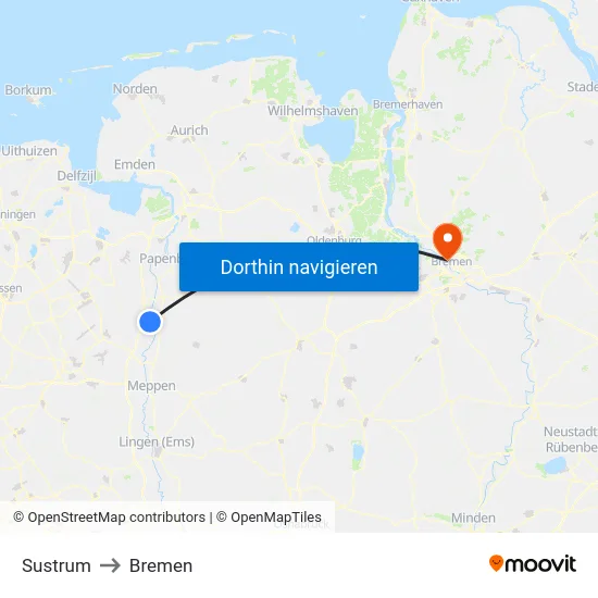 Sustrum to Bremen map