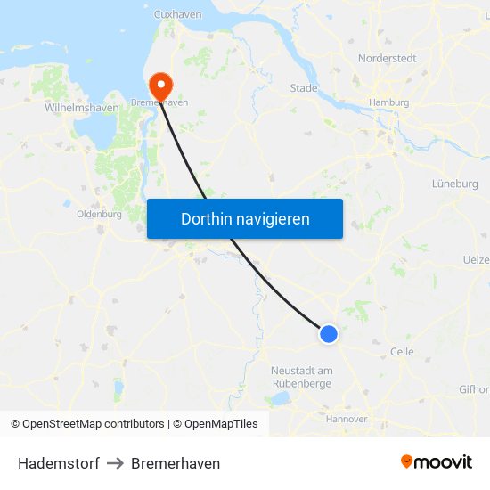 Hademstorf to Bremerhaven map