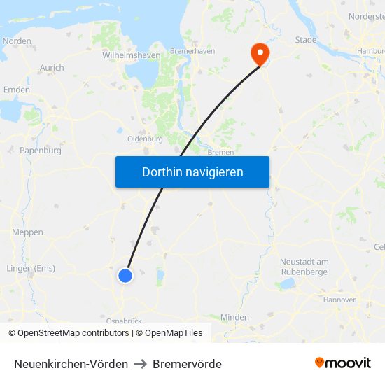 Neuenkirchen-Vörden to Bremervörde map