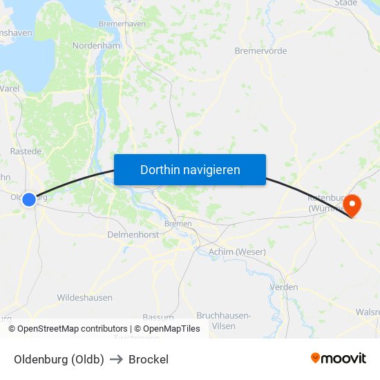 Oldenburg (Oldb) to Brockel map