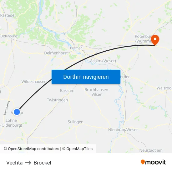 Vechta to Brockel map