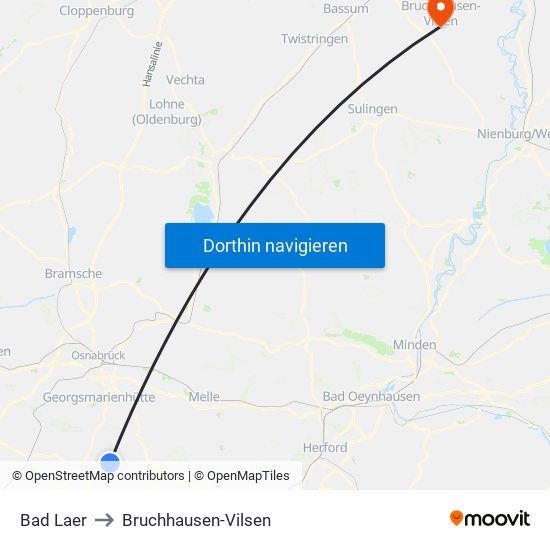 Bad Laer to Bruchhausen-Vilsen map