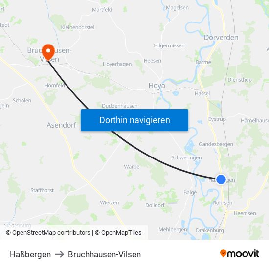 Haßbergen to Bruchhausen-Vilsen map