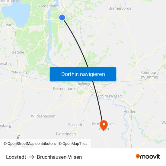 Loxstedt to Bruchhausen-Vilsen map