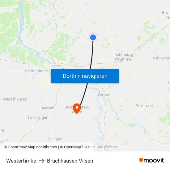 Westertimke to Bruchhausen-Vilsen map