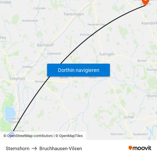 Stemshorn to Bruchhausen-Vilsen map