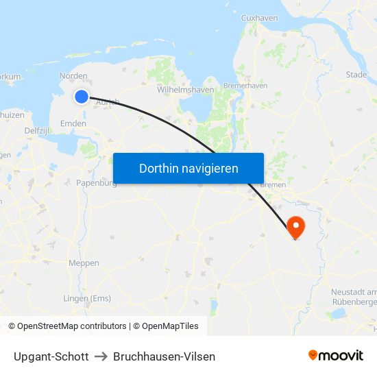 Upgant-Schott to Bruchhausen-Vilsen map