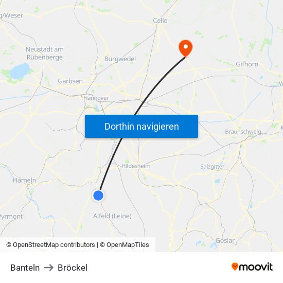 Banteln to Bröckel map