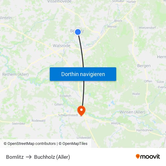 Bomlitz to Buchholz (Aller) map