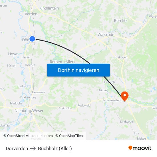 Dörverden to Buchholz (Aller) map