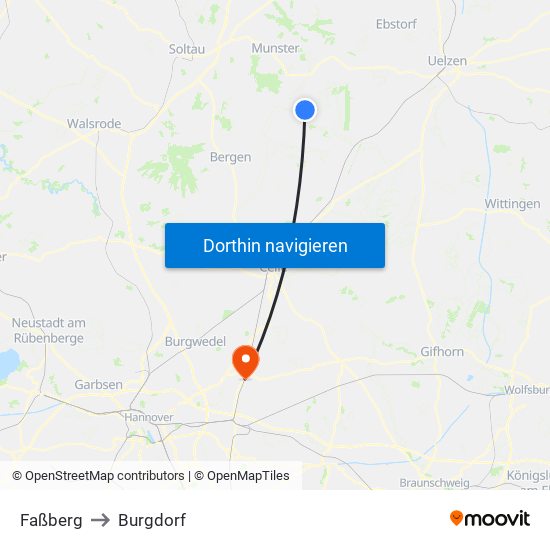 Faßberg to Burgdorf map