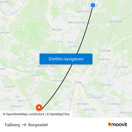 Faßberg to Burgwedel map