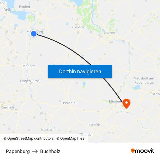 Papenburg to Buchholz map